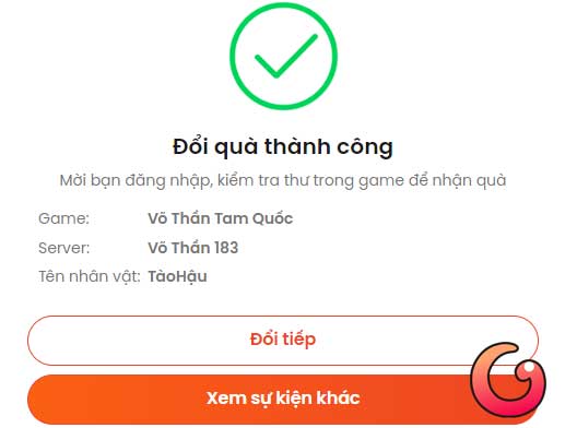 Đổi quà thành công