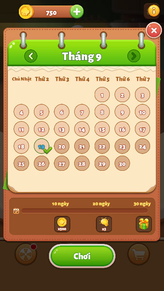 Tính năng lịch thách đấu theo ngày tháng