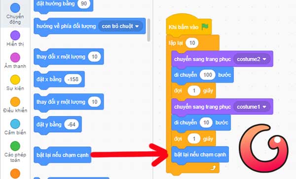 Bật lại nếu chạm cạnh