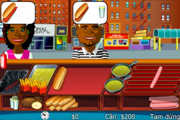 Khách hàng đến quầy ăn nhanh và gọi món