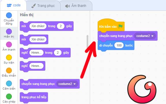 Kéo lệnh Chuyển sang trang phục costume 2