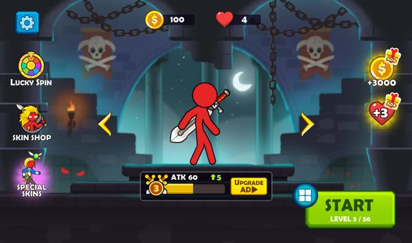 Trò chơi Stickman Go với nhiều tính năng