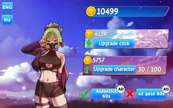 Mở khóa nhân vật nữ Anime sau 10 lần nâng cấp