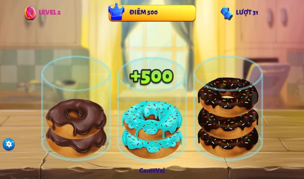 Chia những chiếc bánh rán Donut theo màu sắc