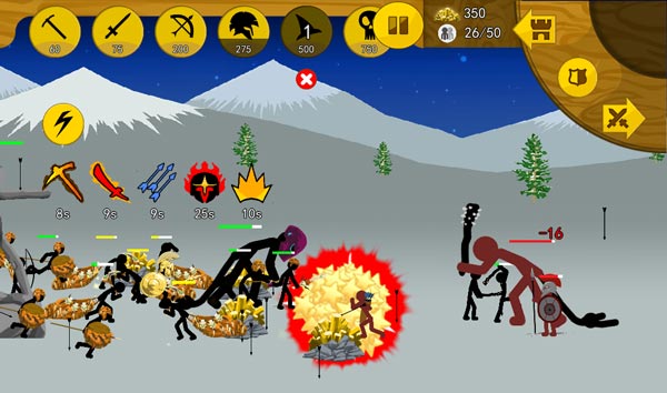 Triệu hồi các đơn vị quân lính Stickman như kiếm sĩ, cung thủ, pháp sư, người khổng lồ...