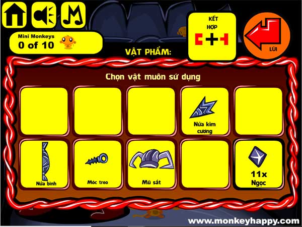 Các vật phẩm đã thu được