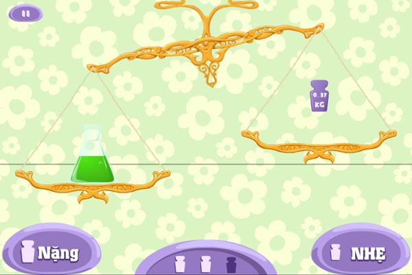 Bấm để chọn quả cân, bấm lần nữa để chọn trọng lượng