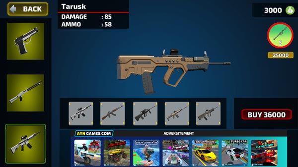 Các loại súng lục, súng Shotgun, súng trường trong cửa hàng