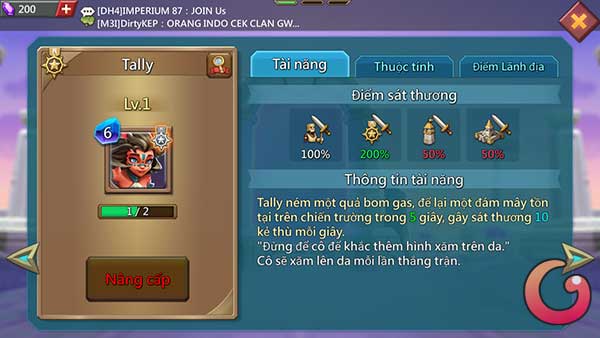 Nâng cấp thẻ tướng