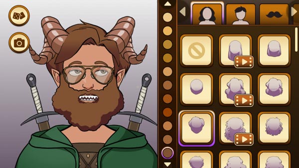 Phối hợp nhiều kiểu mẫu tóc, mắt, râu, kính, vũ khí...