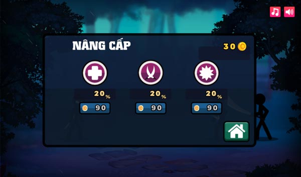 Kiếm xu vàng để nâng cấp sức mạnh nhân vật