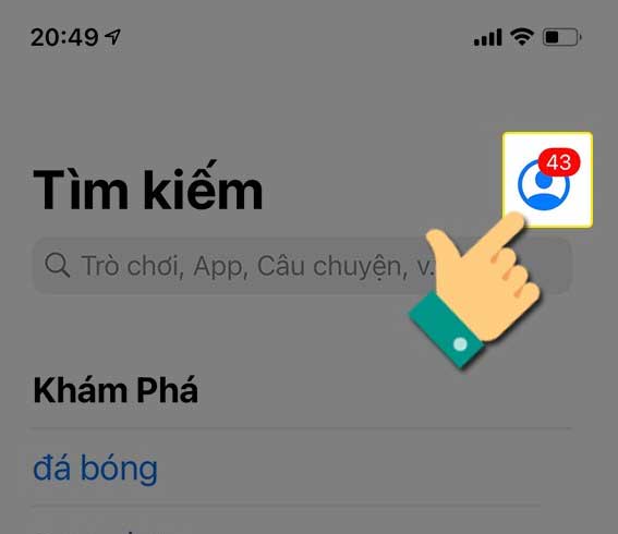 Chạm vào biểu tượng tài khoản App Store