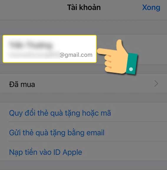 Chạm vào tên tài khoản App Store