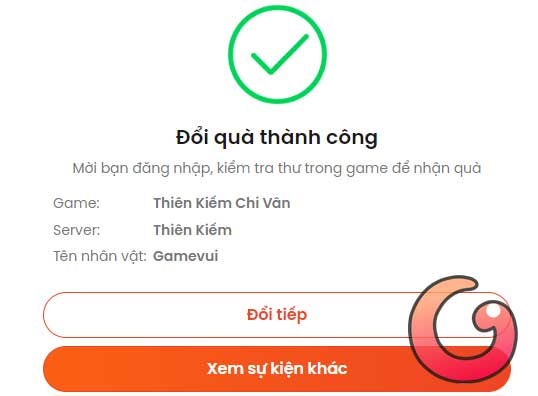 Đổi quà thành công