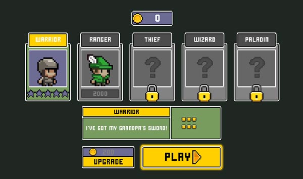 Các mẫu nhân vật chiến binh, xạ thủ... trong Shop cửa hàng GameVui