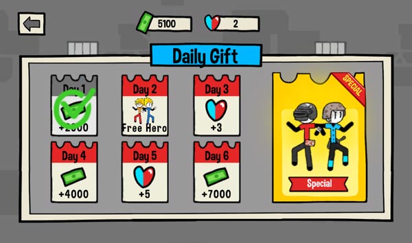 Quà hàng ngày khi đăng nhập game