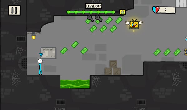 Điều khiển 2 nhân vật người que Stickman màu xanh và đỏ