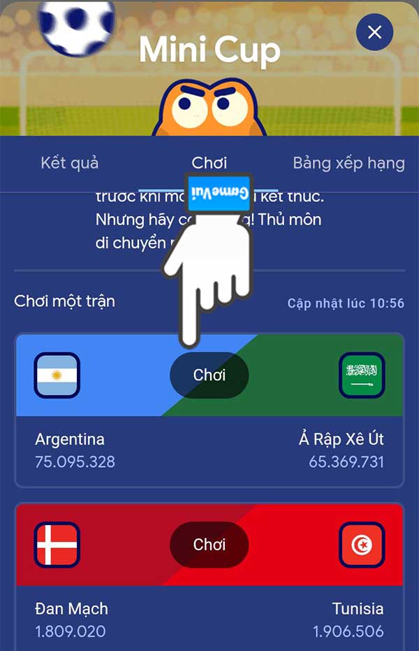 Chọn trận đấu