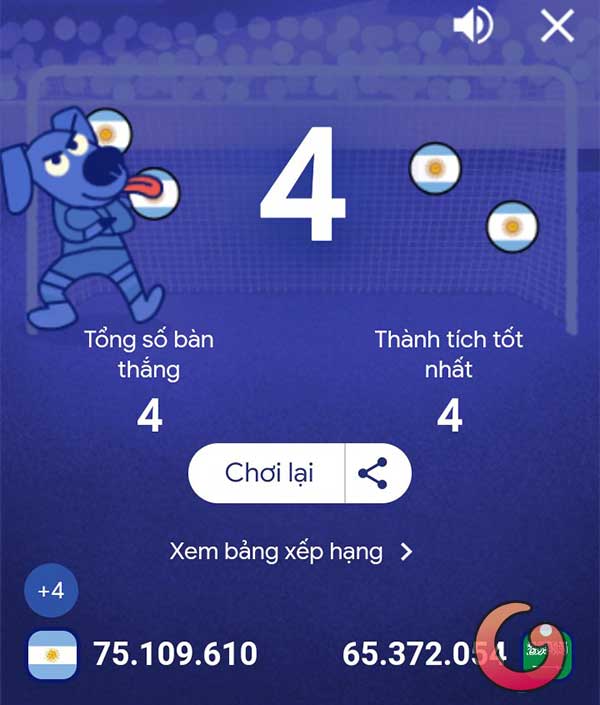 Kết quả chơi mini game