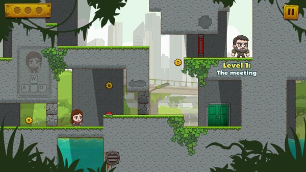 Điều khiên 2 nhân vật nhà thám hiểm nam và nữ