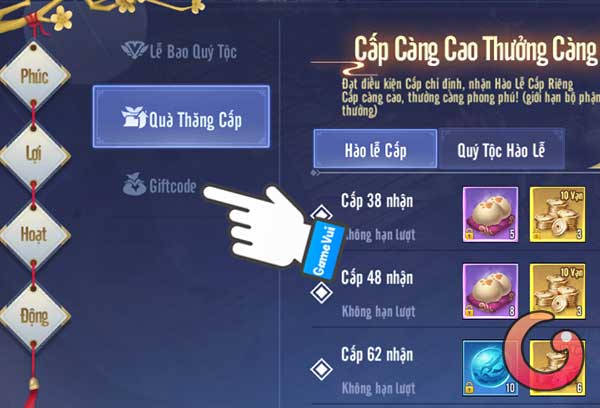 Chọn Giftcode