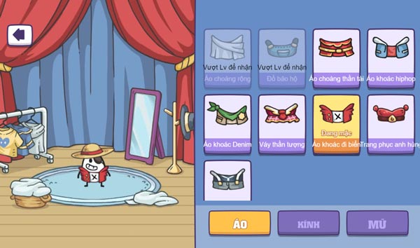 Hệ thống Skin và phụ kiện của nhân vật trong Shop cửa hàng