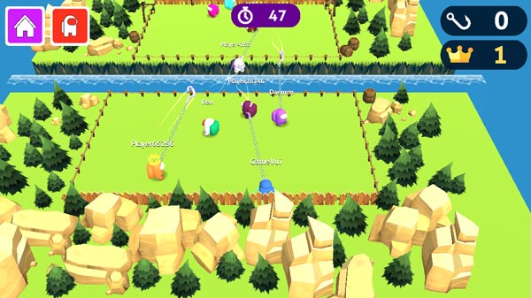 Móc trúng đối thủ sẽ kéo về và được 1 điểm