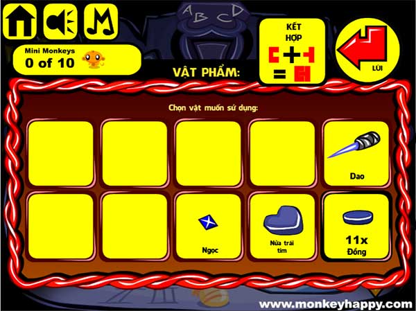 Các vật phẩm đã thu được