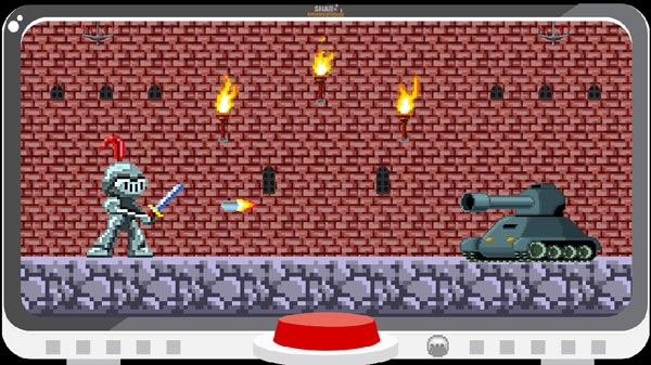 Điều khiển hiệp sĩ chém và chặn quả đạn pháo xe tăng