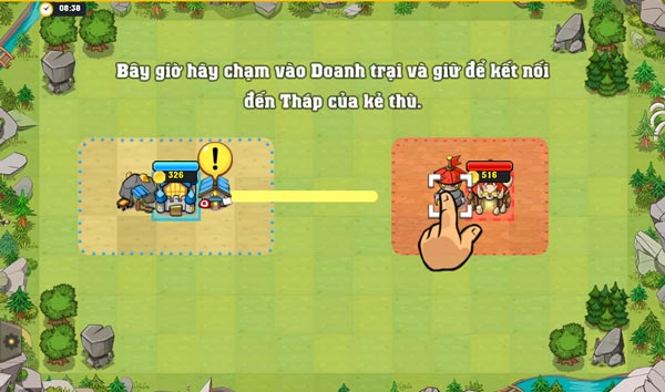 Xây dựng tháp canh bắn cung hoặc doanh trại để bảo vệ căn cứ