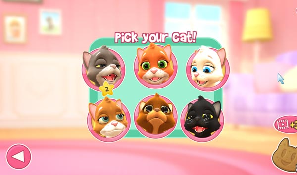 Có 6 chú mèo con Kitty để người chơi lựa chọn