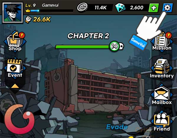 Chạm mục Settings