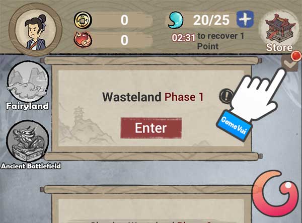 Chạm vào mũi tên quay xuống