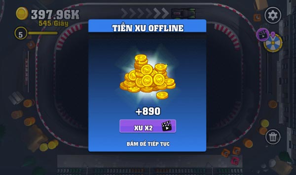 Tính năng nhận thêm xu khi bạn Offline