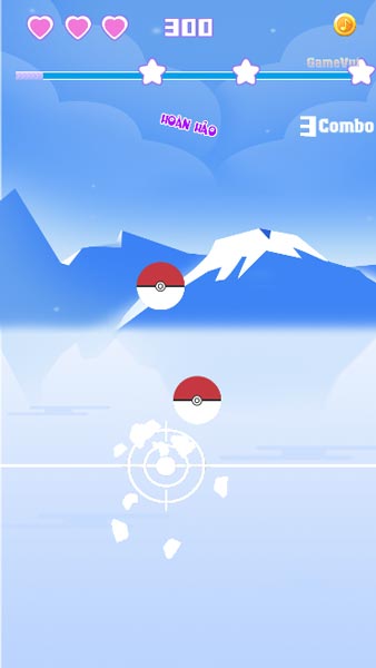 Đánh, bắn trúng các nốt nhạc đang rơi từ trên xuống