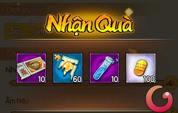 Phần thưởng nhận được