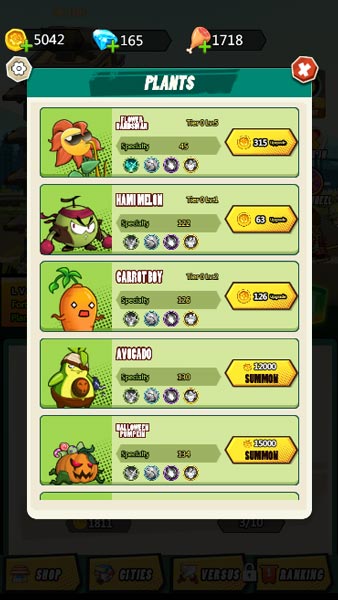 Cửa hàng nơi bạn nâng cấp hoặc mở khóa cây trồng mới