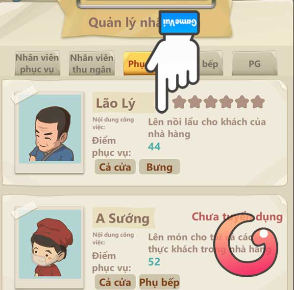 Chọn nhân viên nâng sao