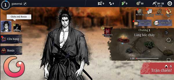 Giao diện chính của Ronin: Samurai cuối cùng