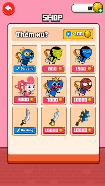 Các Skin nhân vật có trong Shop cửa hàng