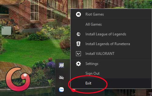 Thoát client Riot LoL