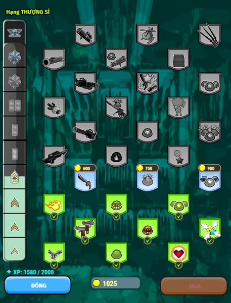 Hệ thống tính năng nâng cấp tướng và lính