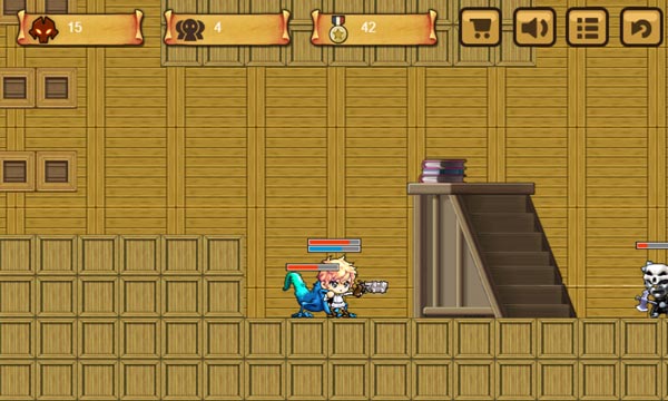 Chém kiếm ở cự li gần hoặc bắn súng để diệt quái vật từ xa