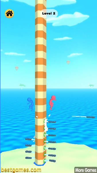 Bấm chuột hoặc chạm màn hình để phi dao vào cột