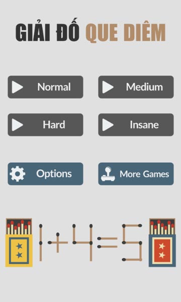 Chơi game Giải đố que diêm - GameVui