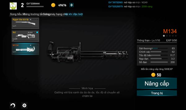 Sưu tập và cường hóa vũ khí cho phe Chiến binh con người