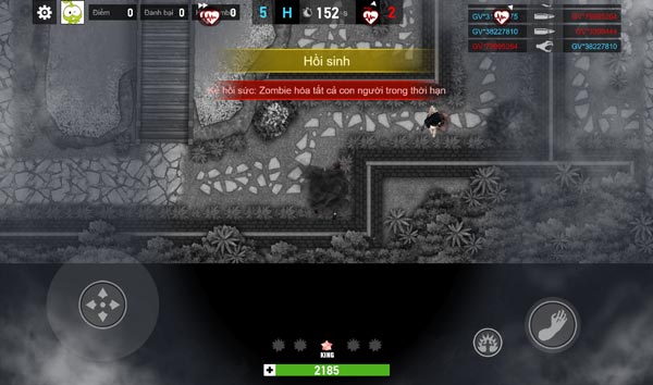 Trò chơi săn lùng Zombie với giao diện 2D và góc nhìn từ trên xuống