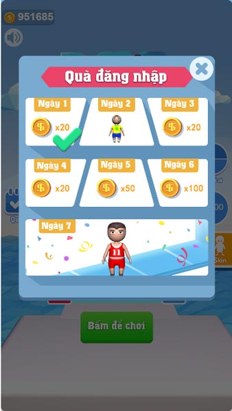 Quà phần thưởng xu đăng nhập hàng ngày