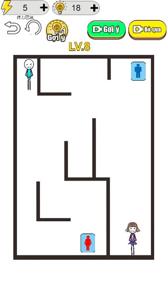 Tìm đường ngắn nhất, nhanh nhất đến nhà vệ sinh cho Stickman