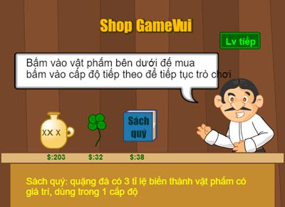 Mua thêm vật phẩm tăng sức mạnh trong Shop cửa hàng GameVui